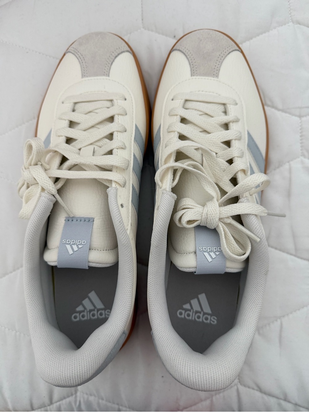 adidas Women’s Cream & Light Blue VL Court 3.0 Runner Sneakers